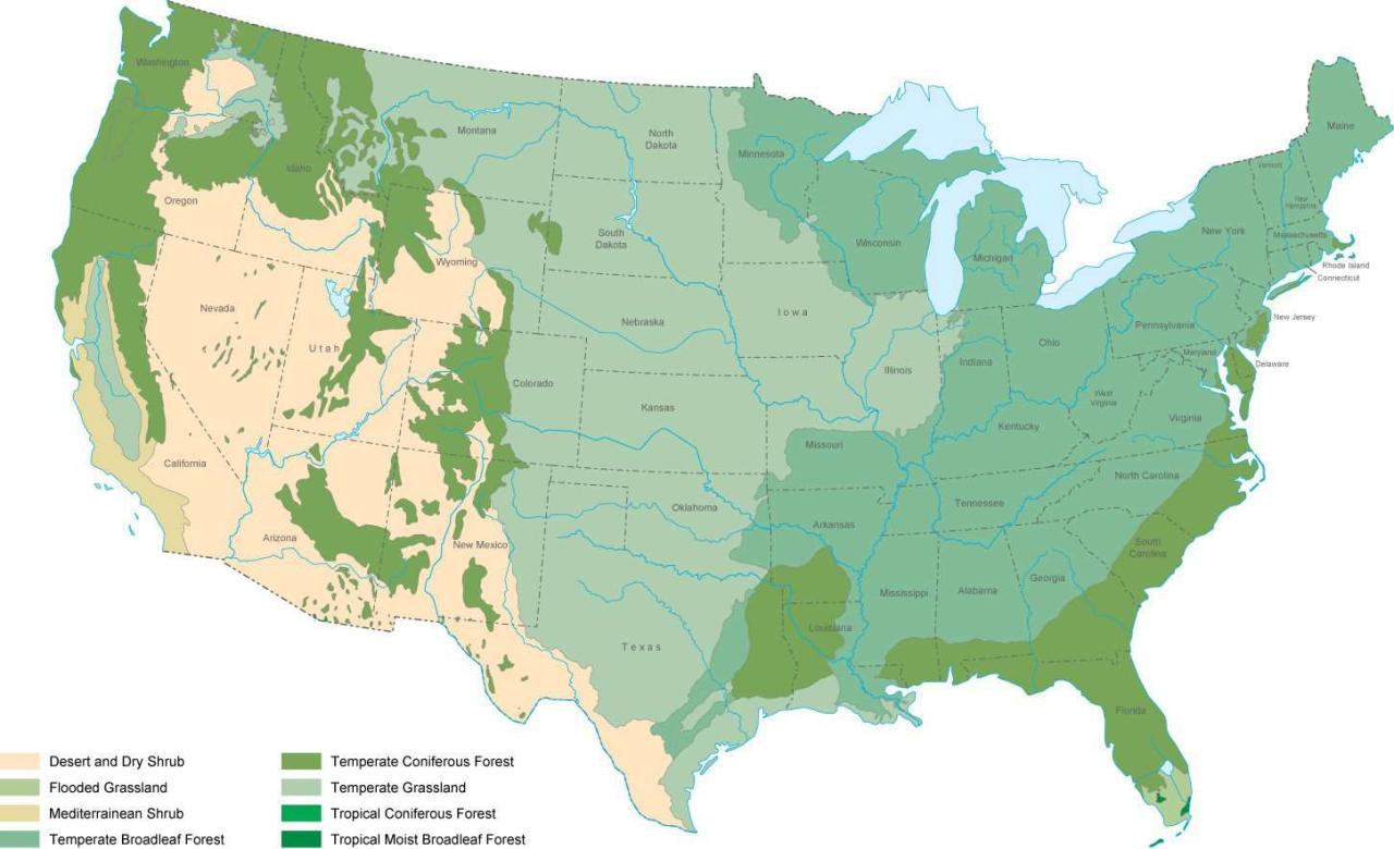 Map of north america biomes